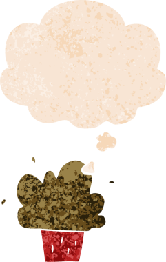 Düşünce baloncuklu çizgi film keki grunge sıkıntılı retro desenli bir insan tarafından çizilmiş