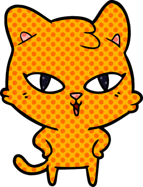 Bir insan tarafından çizilmiş çizgi film kedisi.