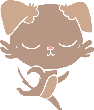 Bir insan tarafından çizilmiş şirin düz renkli çizgi film köpeği.