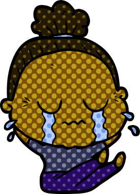 Bir insan tarafından çizilmiş ağlayan yaşlı kadın çizgi filmi.