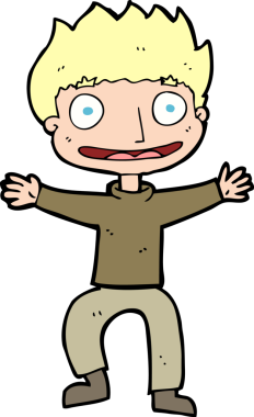 Bir insan tarafından çizilmiş sırıtan çocuk.