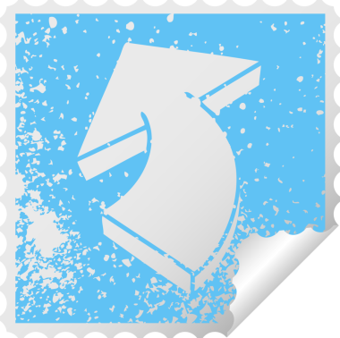 Bir insan tarafından çizilmiş sıkıntılı kare soyma etiketi ilginç sembol oku