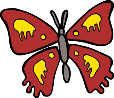 Bir insan tarafından çizilmiş kelebek çizimi.