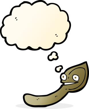 Bir insan tarafından çizilmiş düşünce baloncuklu kaşık.