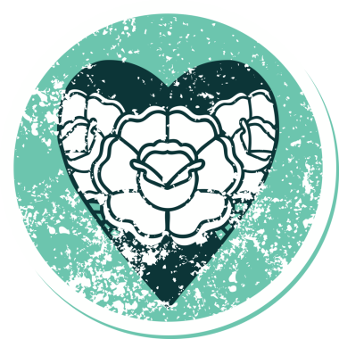 Bir insan tarafından çizilmiş kalp ve çiçeklerin sembolik depresif dövme şekli