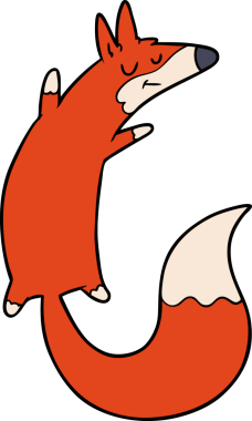 Bir insan tarafından çizilmiş çizgi film zıplayan tilki