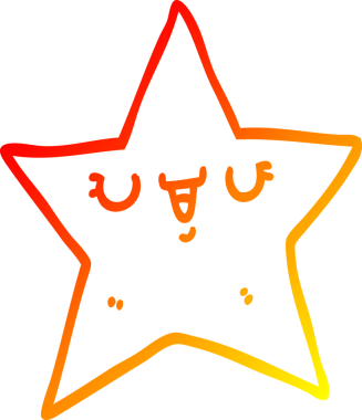 Bir insan tarafından çizilen çizgi film yıldızının sıcak gradyan çizimi