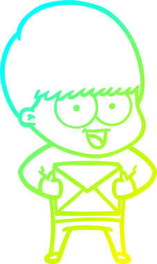 Bir insan tarafından çizilmiş mutlu çizgi film çocuğu çizimi.