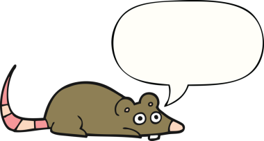 bir insan tarafından çizilmiş konuşma balonu olan çizgi film faresi