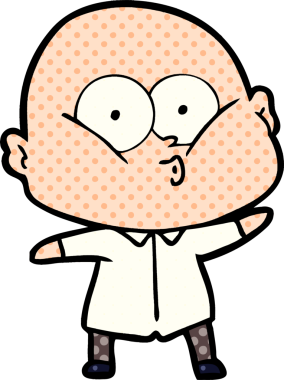 Bir insan tarafından çizilmiş kel bir adam.