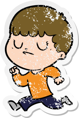 Bir insan tarafından çizilmiş huysuz bir çocuğun sıkıntılı çıkartması.