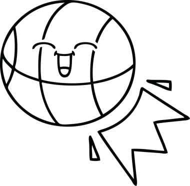 Bir insan tarafından çizilmiş bir basketbol topunun çizgi çizimi