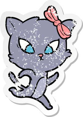 Bir insan tarafından çizilmiş karikatür bir kedinin sıkıntılı çıkartması.