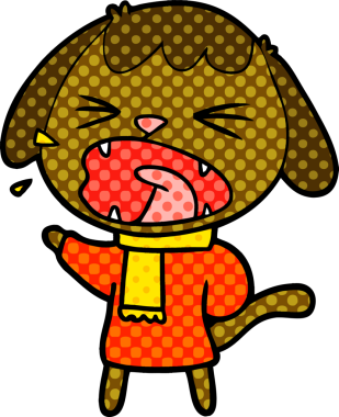 Bir insan tarafından çizilmiş şirin bir çizgi film köpeği.