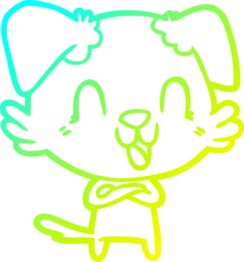 Bir insan tarafından çizilmiş gülen çizgi film köpeğinin soğuk çizgisi.