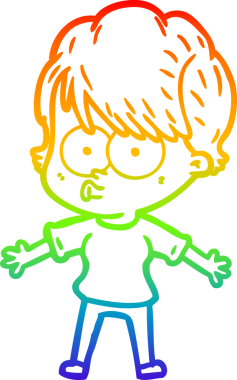 gökkuşağı gradyan çizimi bir insan tarafından çizilmiş bir karikatür kadın