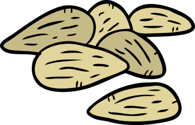 Bir insan tarafından çizilmiş karikatür bademleri.