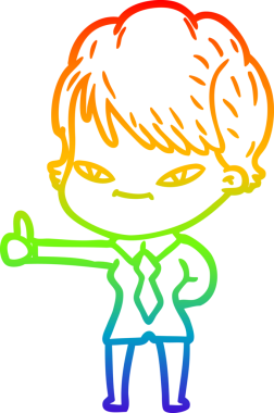 gökkuşağı gradyan çizimi bir insan tarafından çizilmiş mutlu bir kadın çizgi