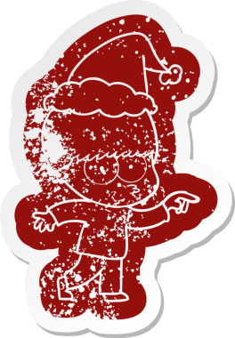 Sinirli çizgi film, Noel Baba şapkası takan bir çocuğun insan tarafından çizilmiş çıkartması.