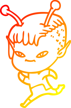 Bir insan tarafından çizilmiş sevimli bir uzaylı kız çizgi çizimi.