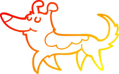 Bir insan tarafından çizilmiş çizgi film köpeğinin sıcak çizgi çizimi