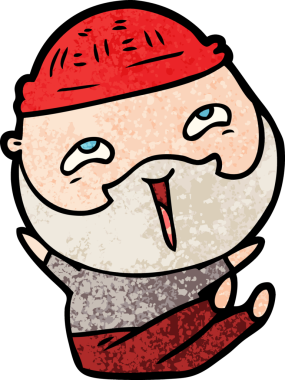 Bir insan tarafından çizilmiş mutlu sakallı bir adam.