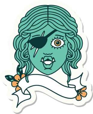 Bir insan tarafından çizilmiş bir Ork haydut karakterinin çıkartması