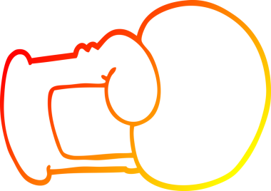 Bir insanın çizdiği çizgi film boks eldiveninin sıcak gradyan çizgisi.