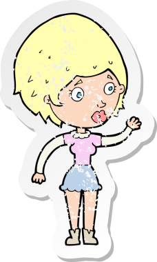 Bir insan tarafından çizilmiş bir karikatür kadının gerilmiş çıkartması.