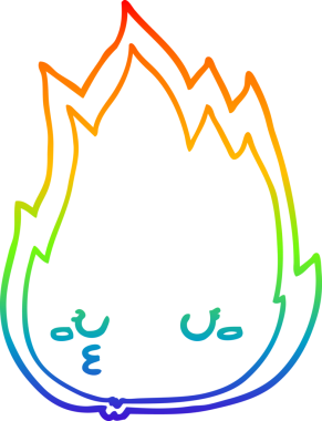 Gökkuşağı gradyan çizgisi bir insan tarafından çizilmiş şirin bir çizgi film ateşinin çizimi