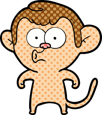 Bir insan tarafından çizilmiş korna çalan maymun.