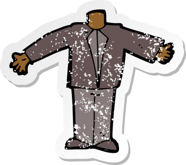 Bir insan tarafından çizilmiş takım elbiseli bir karikatürün gerilimli çıkartması.