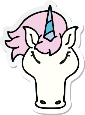 Bir insan tarafından çizilmiş tek boynuzlu atın garip bir el yazısı.