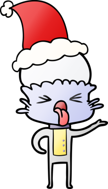 Bir insan tarafından çizilmiş Noel Baba şapkası giymiş bir uzaylının gradyan çizimi.