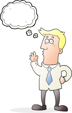 Bir insan tarafından çizilmiş serbest çizim balon karikatür işadamı