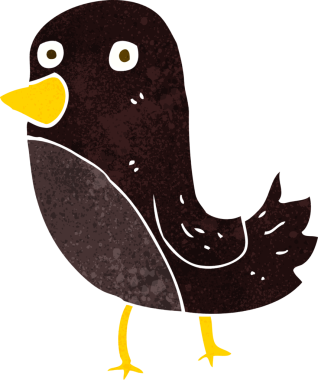 Bir insan tarafından çizilmiş çizgi film kuşu.