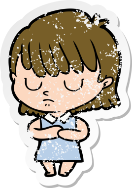 Bir insan tarafından çizilmiş karikatür bir kadının sıkıntılı çıkartması.