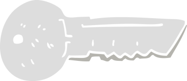 Bir insan tarafından çizilmiş kapı anahtarının düz renk çizimi