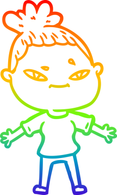 gökkuşağı gradyan çizimi bir insan tarafından çizilmiş bir karikatür kadın