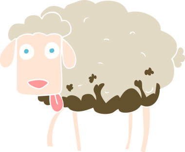 Bir insan tarafından çizilmiş çamurlu koyunun düz renk çizimi