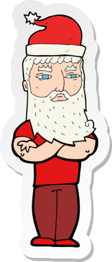 Bir insan tarafından çizilmiş Noel Baba çizgi filminin çıkartması.