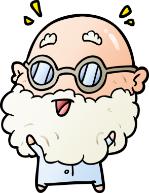 Sevimli karikatür bir insan tarafından çizilmiş yaşlı adamı şaşırttı.