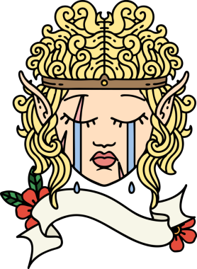 Retro Dövme Tarzı Ağlayan Elf Barbar karakter yüzü Bir insan tarafından çizilmiş