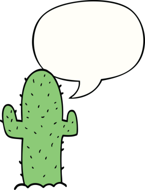 bir insan tarafından çizilmiş konuşma baloncuklu çizgi film kaktüsü.