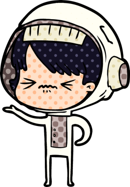 Bir insan tarafından çizilmiş kızgın uzay kızı.