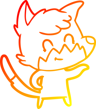 Bir insan tarafından çizilmiş, karikatür, arkadaş canlısı tilki çizimi.