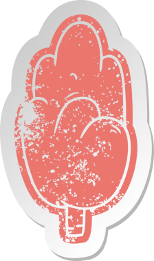 Üzüntülü eski çizgi film etiketi Bir insan tarafından çizilmiş tek yeşil ağaç