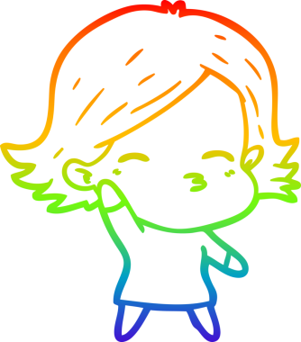 gökkuşağı gradyan çizimi bir insan tarafından çizilmiş bir karikatür kadın