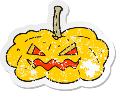 Bir insan tarafından çizilmiş bir cadılar bayramı balkabağının gerilimli yapıştırması.