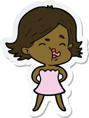 Bir insan tarafından çizilmiş bir karikatür kızının çıkartması.